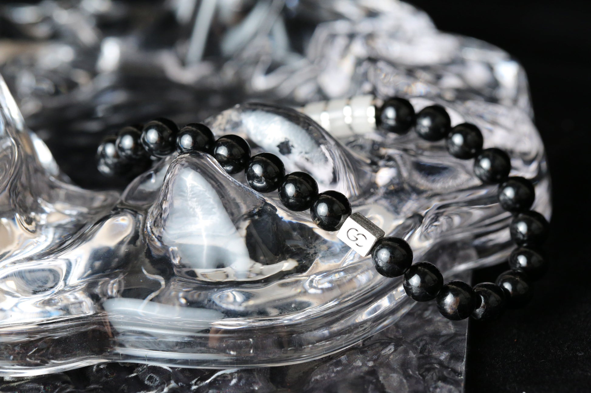 GC·Bracelet Black Tourmaline-White Jade Bracelet（6mm）