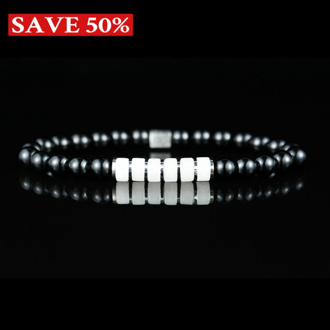 GC·Bracelet Black Tourmaline-White Jade Bracelet（6mm）