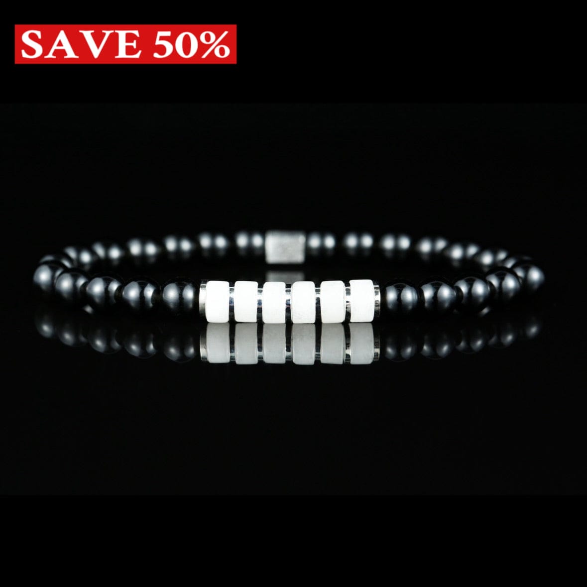 GC·Bracelet Black Tourmaline-White Jade Bracelet（6mm）