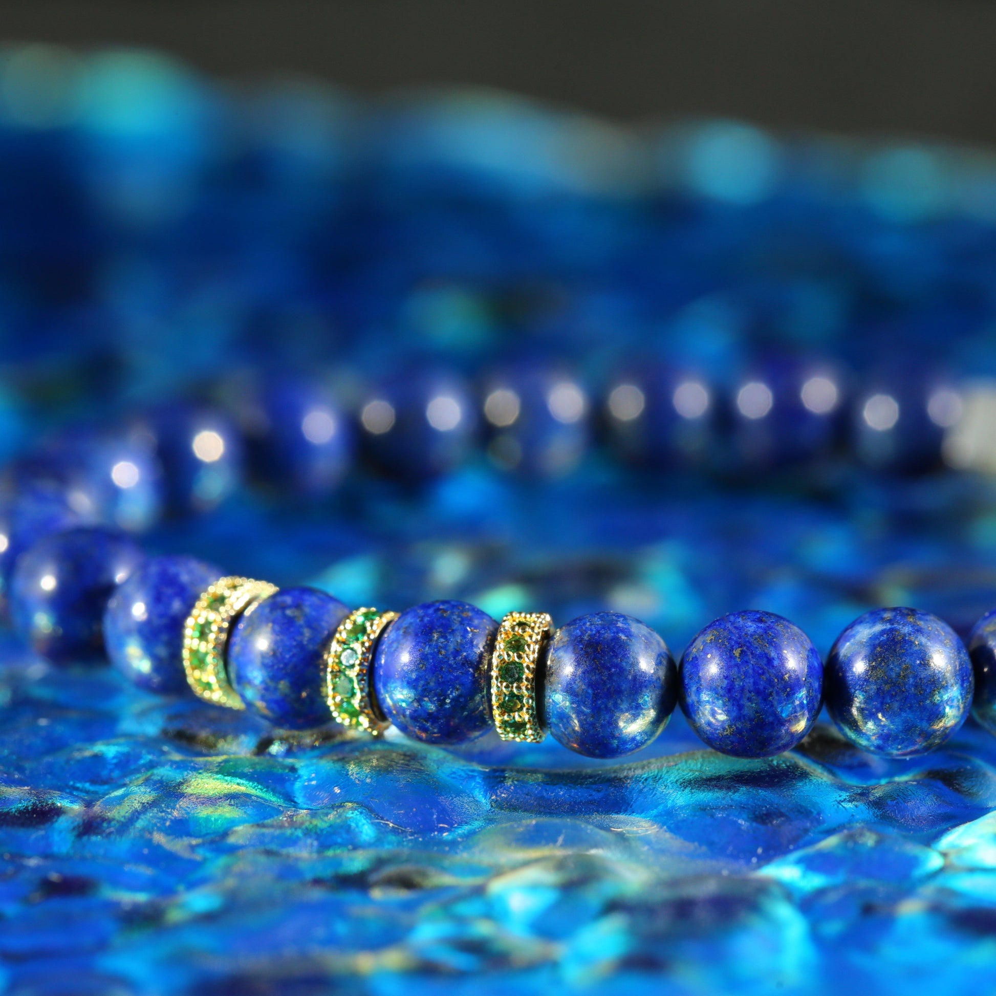GC·Bracelet Lapis Lazuli Bracelet（7mm）,18K,Green Diamond.