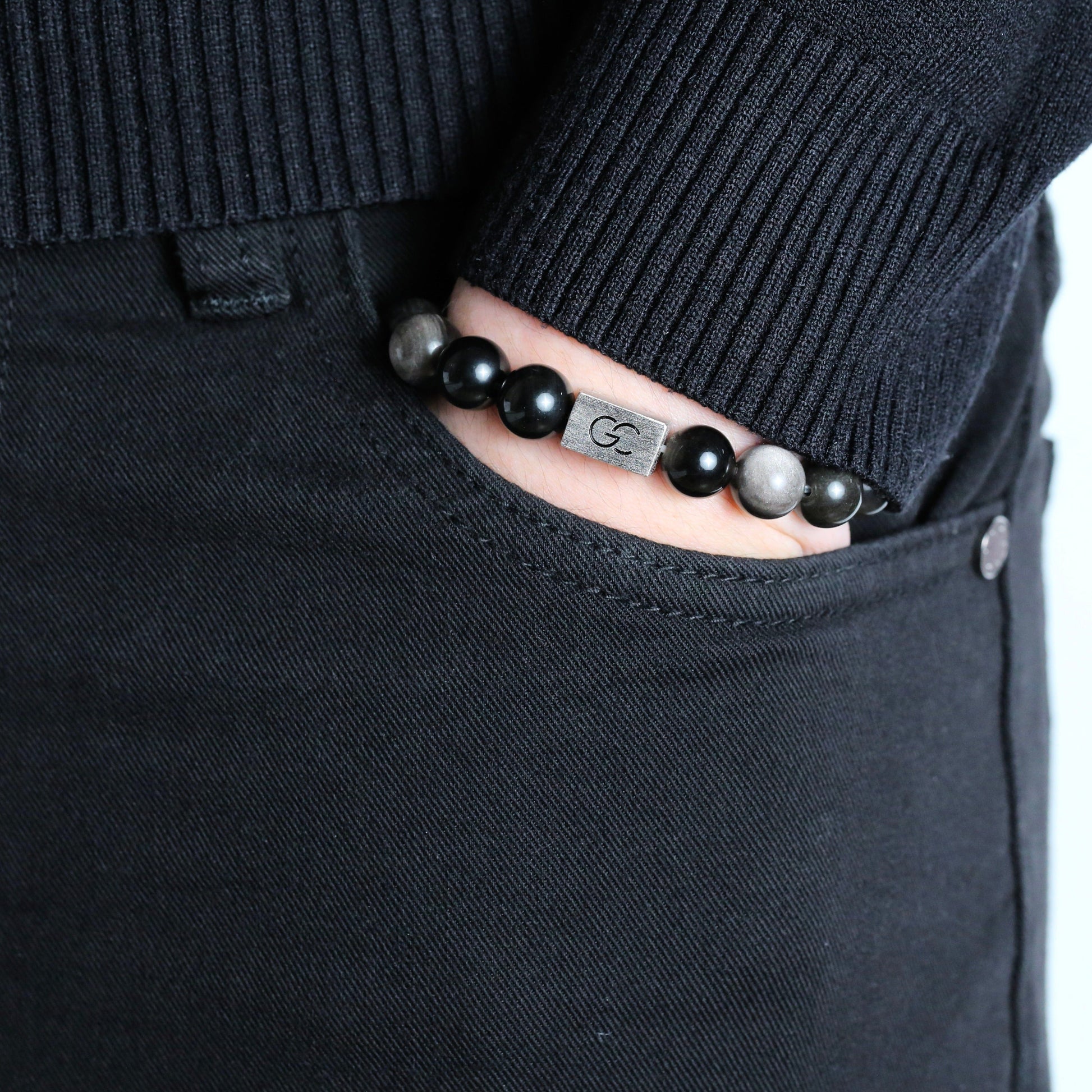 GC·Bracelet Silver Sheen Obsidian Bracelet III（10mm）